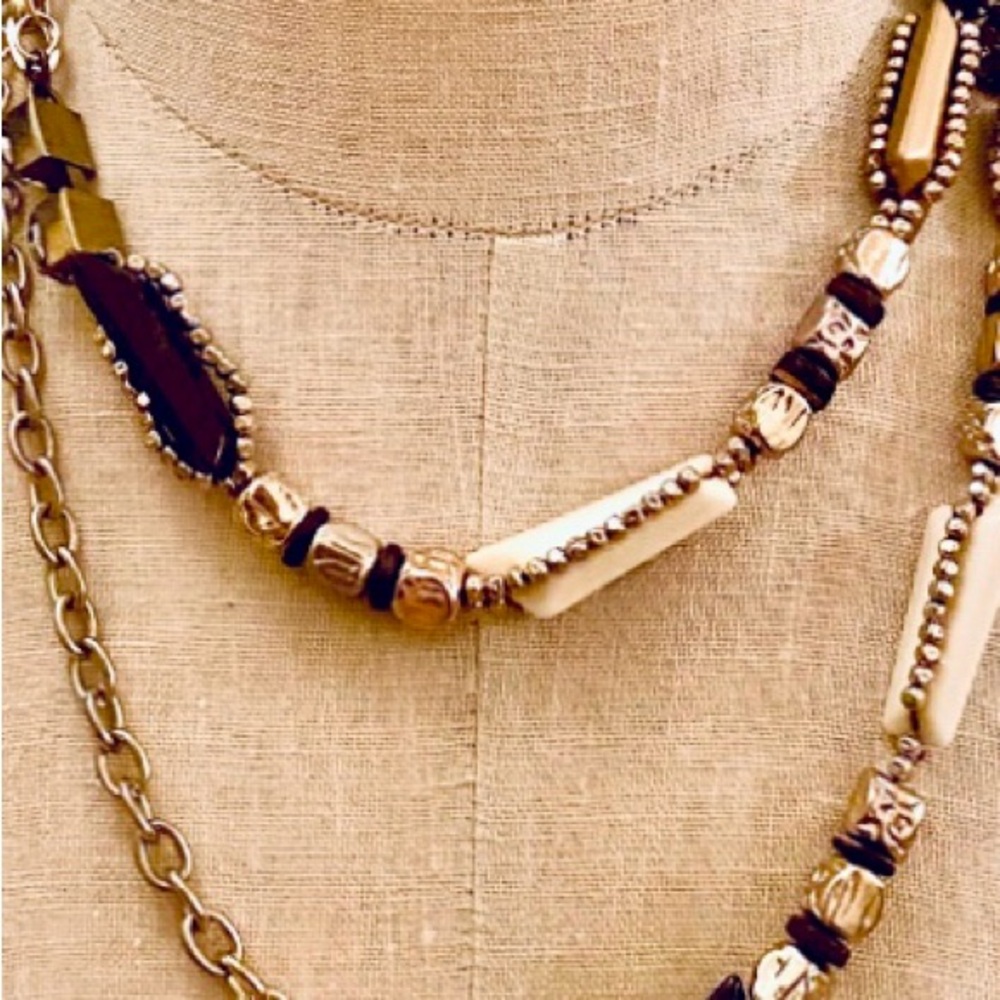 Chico's Gold and Brown Statement Necklace